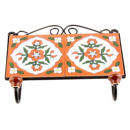 Brown white Lily Tiles Hooks